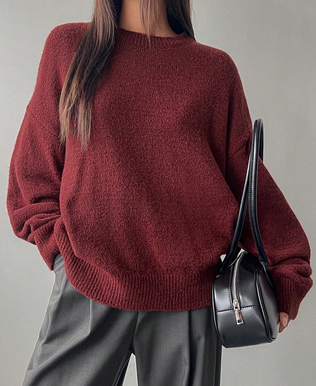 Damen Lässiger Strickpullover mit weitem Schnitt und komfortabler Passform EB