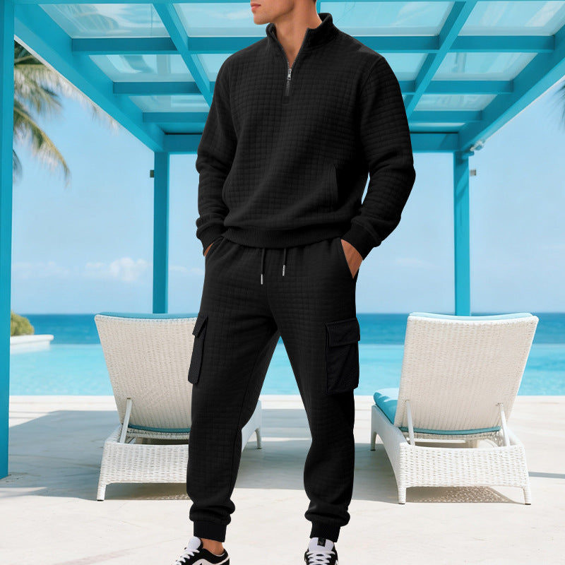 Herren Funkelndes Freizeit-Ensemble mit hohem Kragen und praktischen Taschen EB