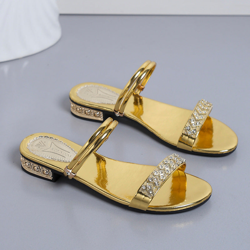 Damen Glitzernde Riemchen-Sandalen mit eleganten Verzierungen EB