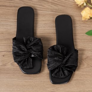 Damen Minimalistische Slippers mit dekorativem Schleifen-Design EB