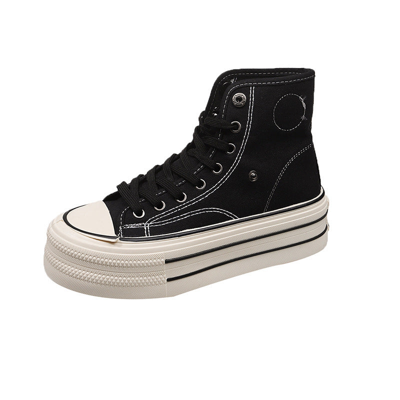 Damen High-Top Sneakers mit modischem Plateau und verstellbarem Knöchelriemen EB