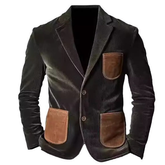 Herren elegante Cordjacke mit applikationen EB
