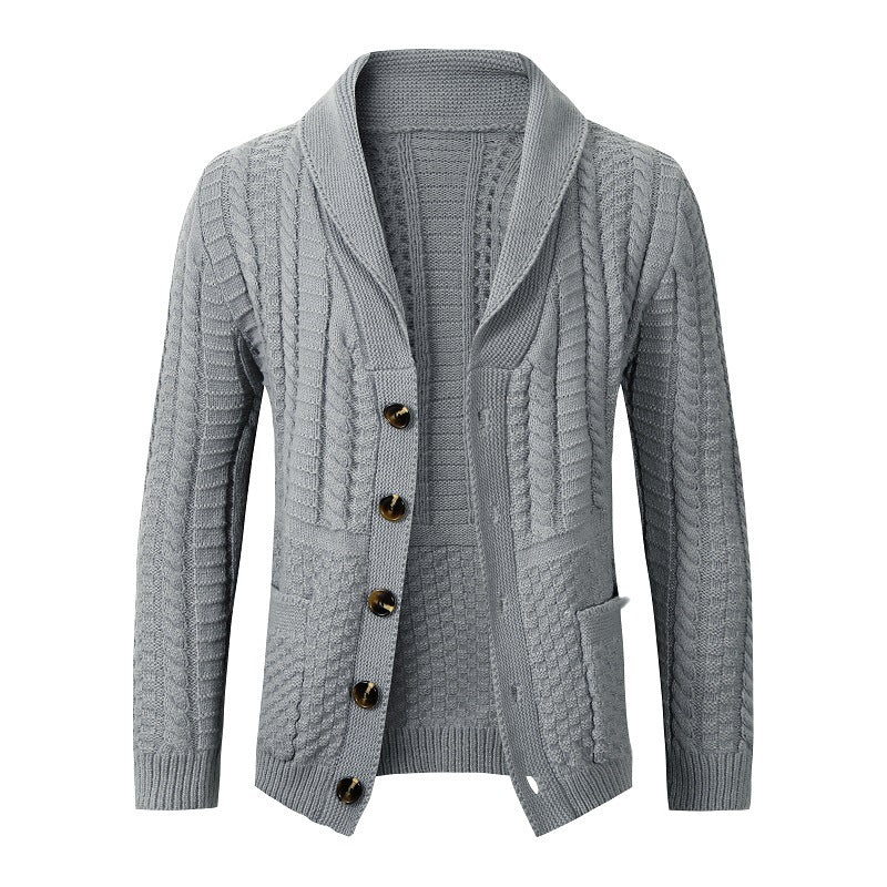 Damen modische Strickjacke mit vielseitigem Zopfdesign EB