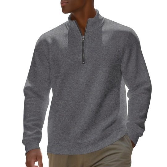 Herren nan Halbzip-Sweatshirt aus Baumwollmix mit Stehkragen, weichem Innenfutter und Rippbündchen EB