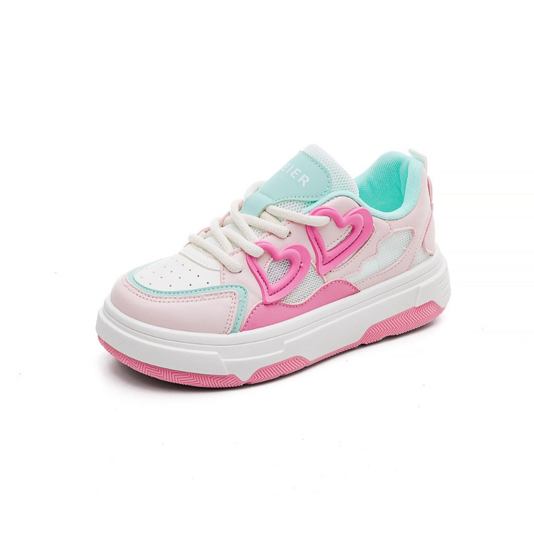 Damen Sportliche Sneakers mit Herz-Design und atmungsaktiver Mesh-Oberfläche EB