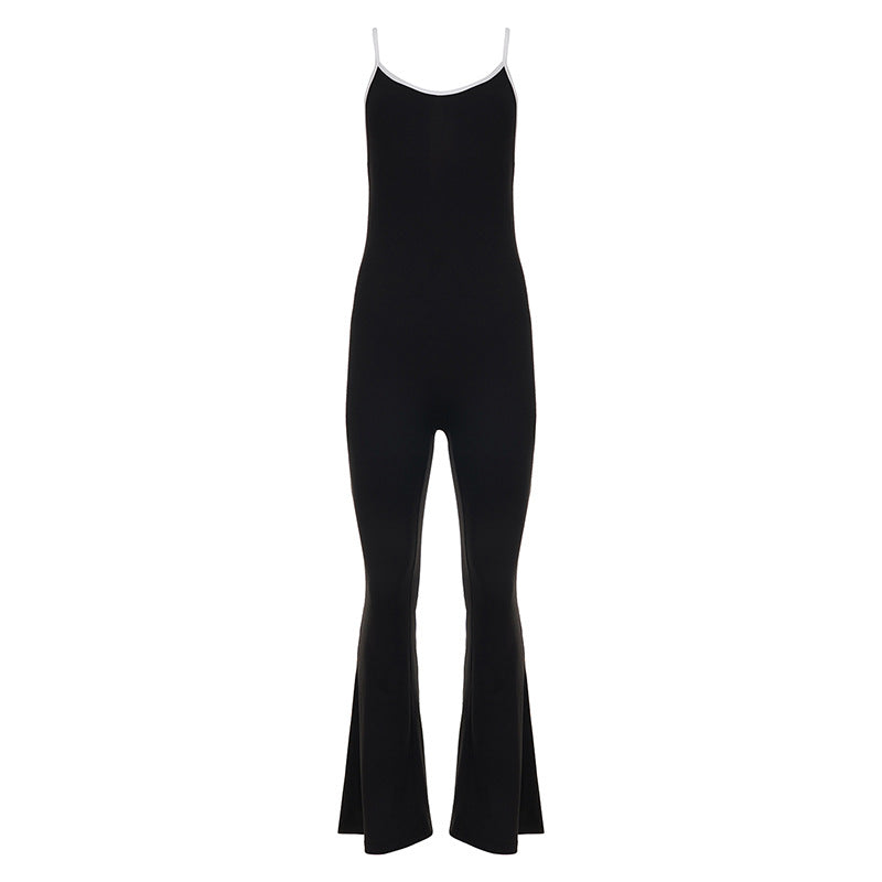 Damen Fluffiger Jumpsuit mit weiten Beinen und raffiniertem Rückenausschnitt EB