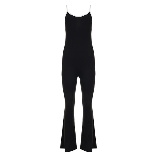 Damen Fluffiger Jumpsuit mit weiten Beinen und raffiniertem Rückenausschnitt EB