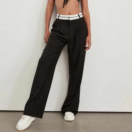 Damen weite Hochbundhose mit eleganten Falten EB
