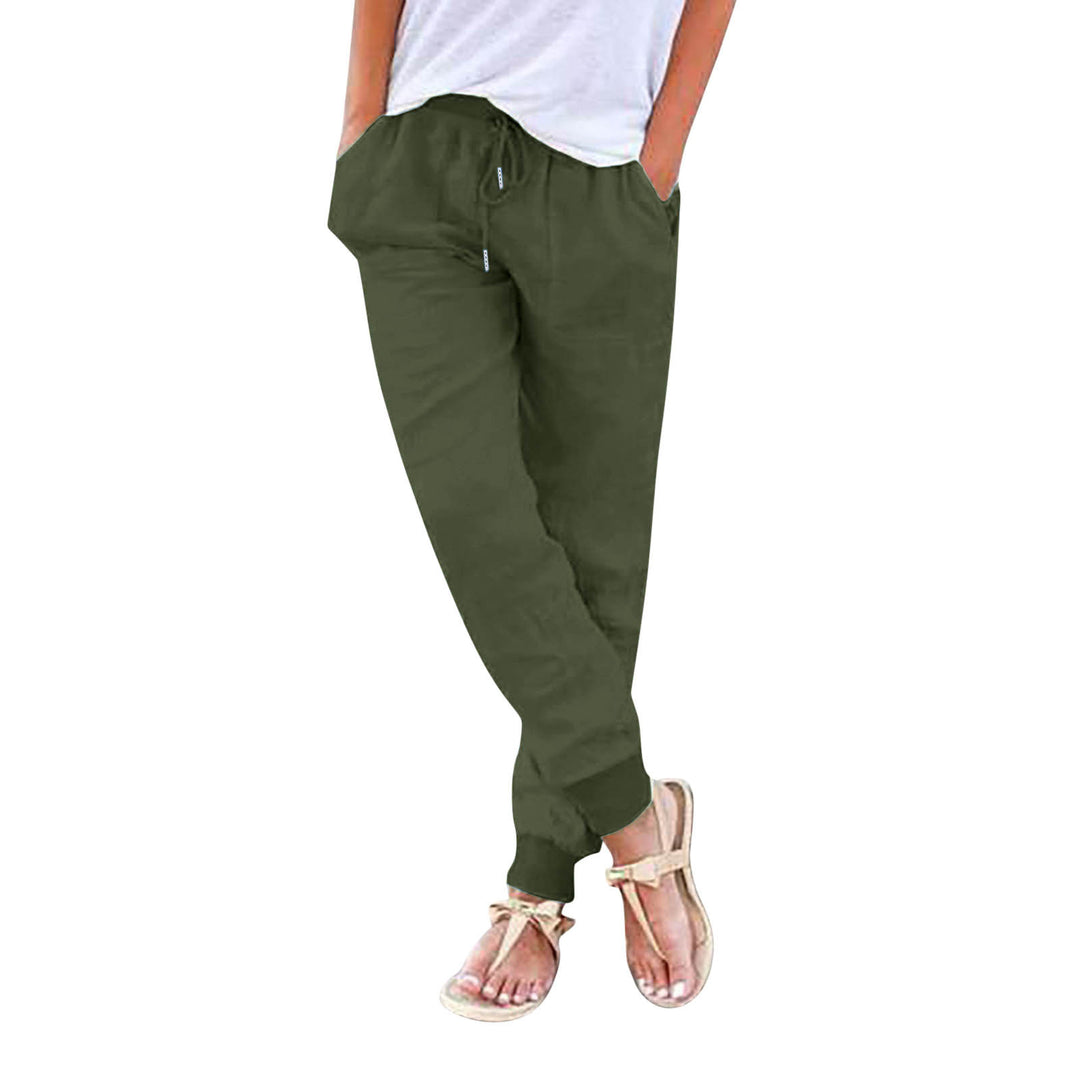 Damen bequeme Freizeithose mit elastischem Bund und praktischen Taschen EB
