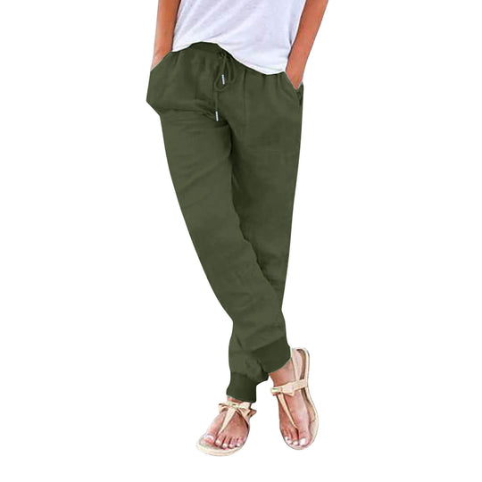 Damen bequeme Freizeithose mit elastischem Bund und praktischen Taschen EB