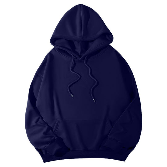 Unisex minimalistischer Kapuzenpullover mit verlängertem Rücken und Kängurutasche EB