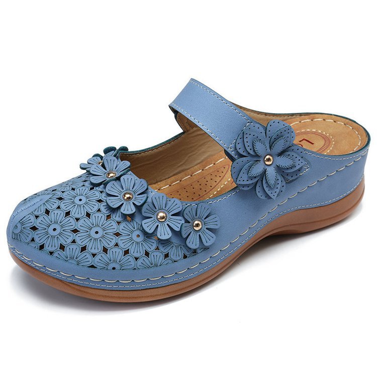 Damen Komfortable Clogs mit floralem Design und verstellbarem Riemen EB