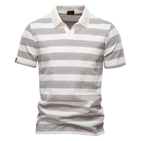 Herren Polo-Shirt mit stylischem V-Ausschnitt und modernem Streifenmuster EB