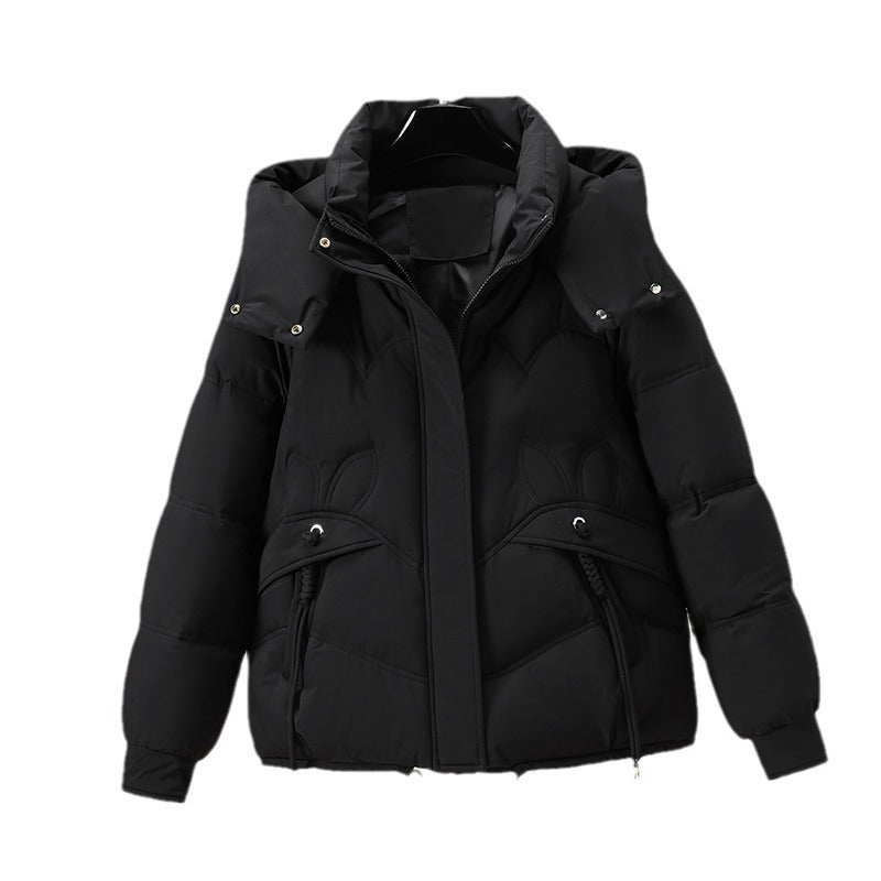 Damen Modische Pufferjacke mit abnehmbarer Kapuze und seitlichen Eingrifftaschen EB