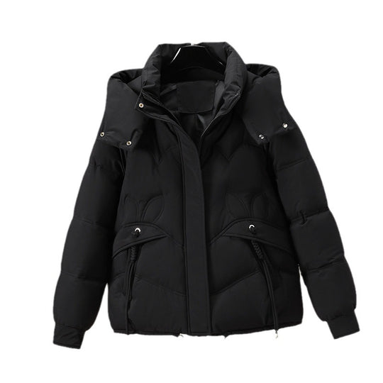 Damen Modische Pufferjacke mit abnehmbarer Kapuze und seitlichen Eingrifftaschen EB