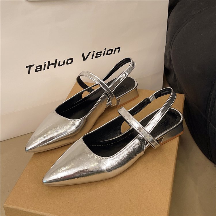 Damen elegante Slingback-Ballerinas aus glänzendem Material EB