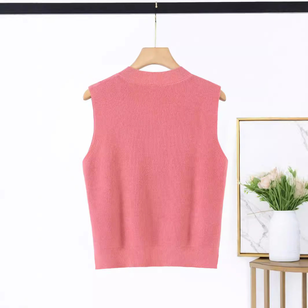 Damen elegantes V-Ausschnitt Strickoberteil EB