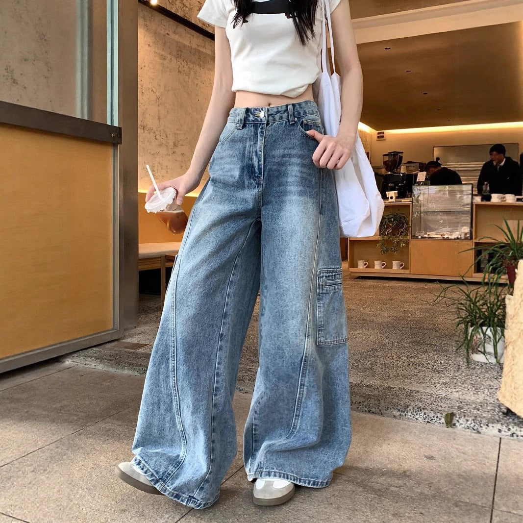 Damen Weite Cargo-Jeans im urbanen Stil EB
