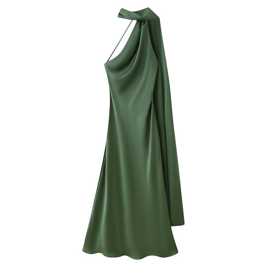 Damen Maxikleid mit elegantem Halterneck und fließendem Schnitt EB