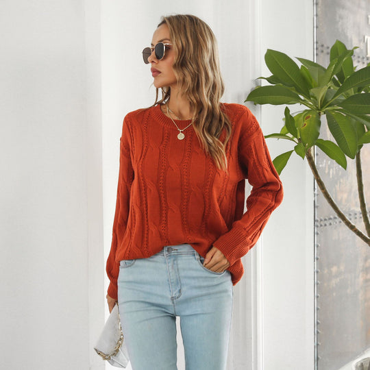 Damen Grobstrickpullover mit einzigartigem Zopfmuster und lässigem Schnitt EB