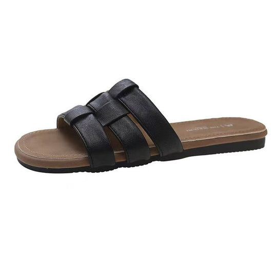 Damen bequeme Pantoletten mit glänzenden Riemen EB