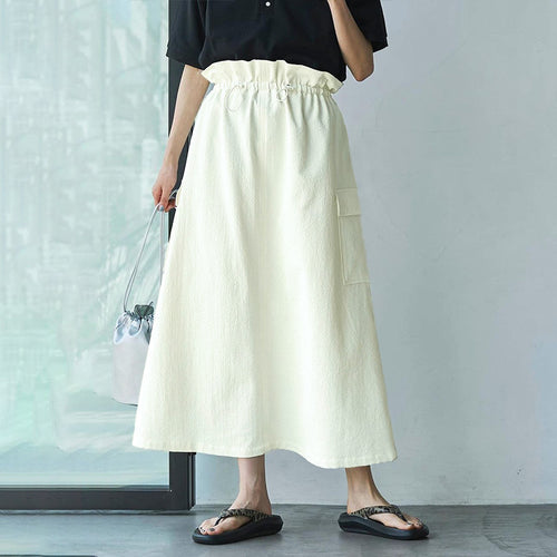 Damen Maxi-Rock mit elastischem Bund und praktischen Taschen EB