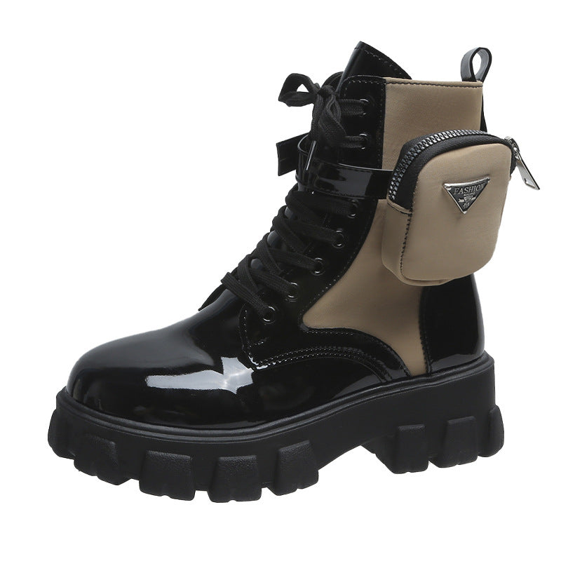 Damen Chunky Boots mit praktischem Seitentaschen-Design EB