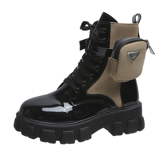 Damen Chunky Boots mit praktischem Seitentaschen-Design EB