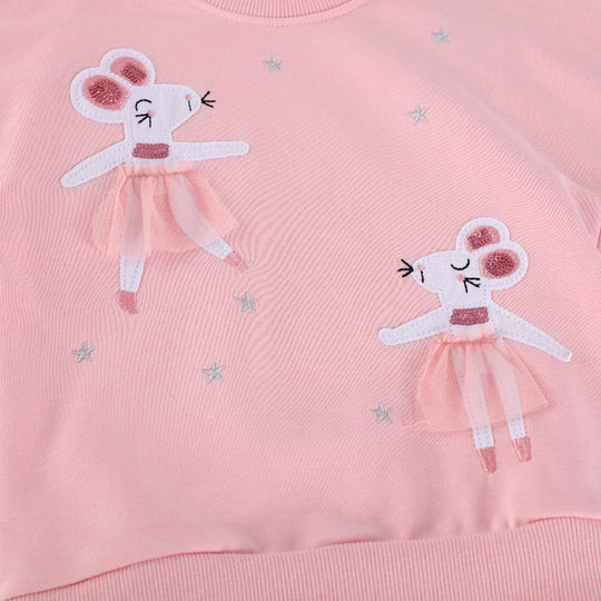 Mädchen Sweatshirt mit Tüllrock und niedlicher Tierstickerei EB