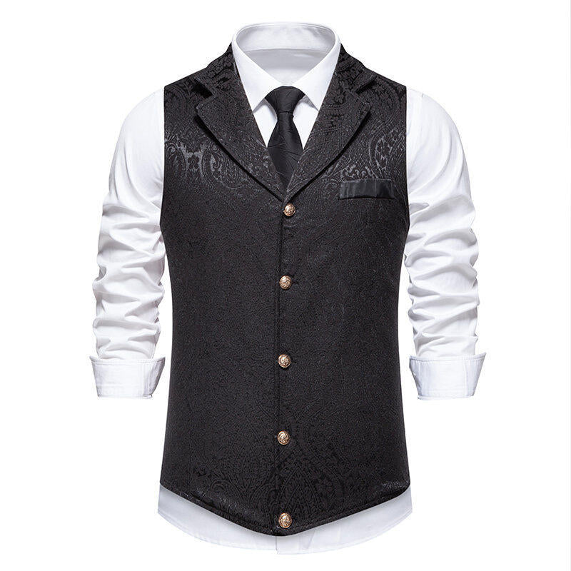 Herren elegante Anzugweste mit feinem Floral-Muster und hochwertiger Verarbeitung EB