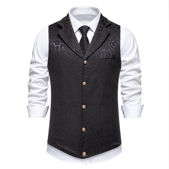 Herren elegante Anzugweste mit feinem Floral-Muster und hochwertiger Verarbeitung EB