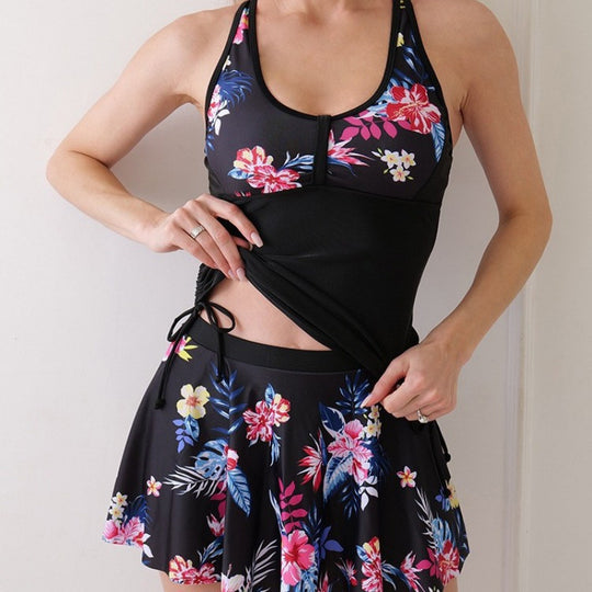 Damen Tankini-Set mit floralem Rock und figurformendem Oberteil EB