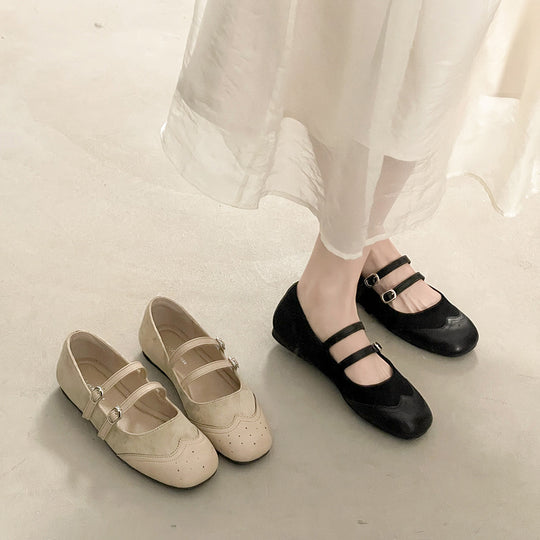 Damen Ballerinas mit doppeltem Riemen und elegantem Design EB