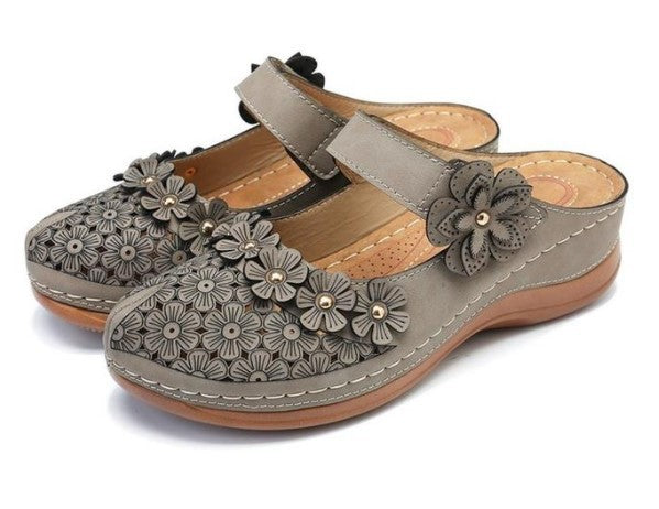 Damen Clogs mit dekorativen Blumenapplikationen EB