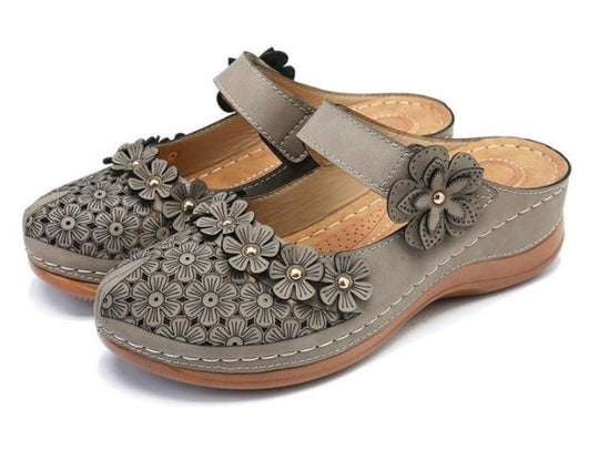 Damen Clogs mit dekorativen Blumenapplikationen EB