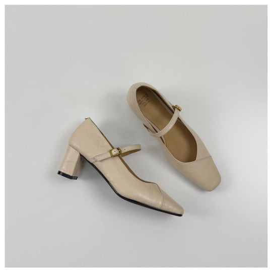 Damen Elegante Slingback-Pumps aus hochwertigem Leder mit komfortablem Blockabsatz EB