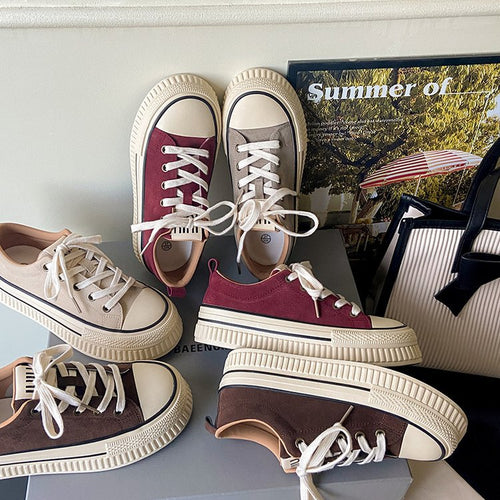 Damen modische Sneakers mit robustem Plateau und klassischem Design EB