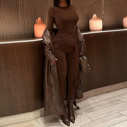 Damen Elegantes Komplettoutfit mit raffinierter Drapierung EB