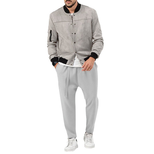 Herren modische Bomberjacke aus weichem Wildleder mit praktischen Taschen EB