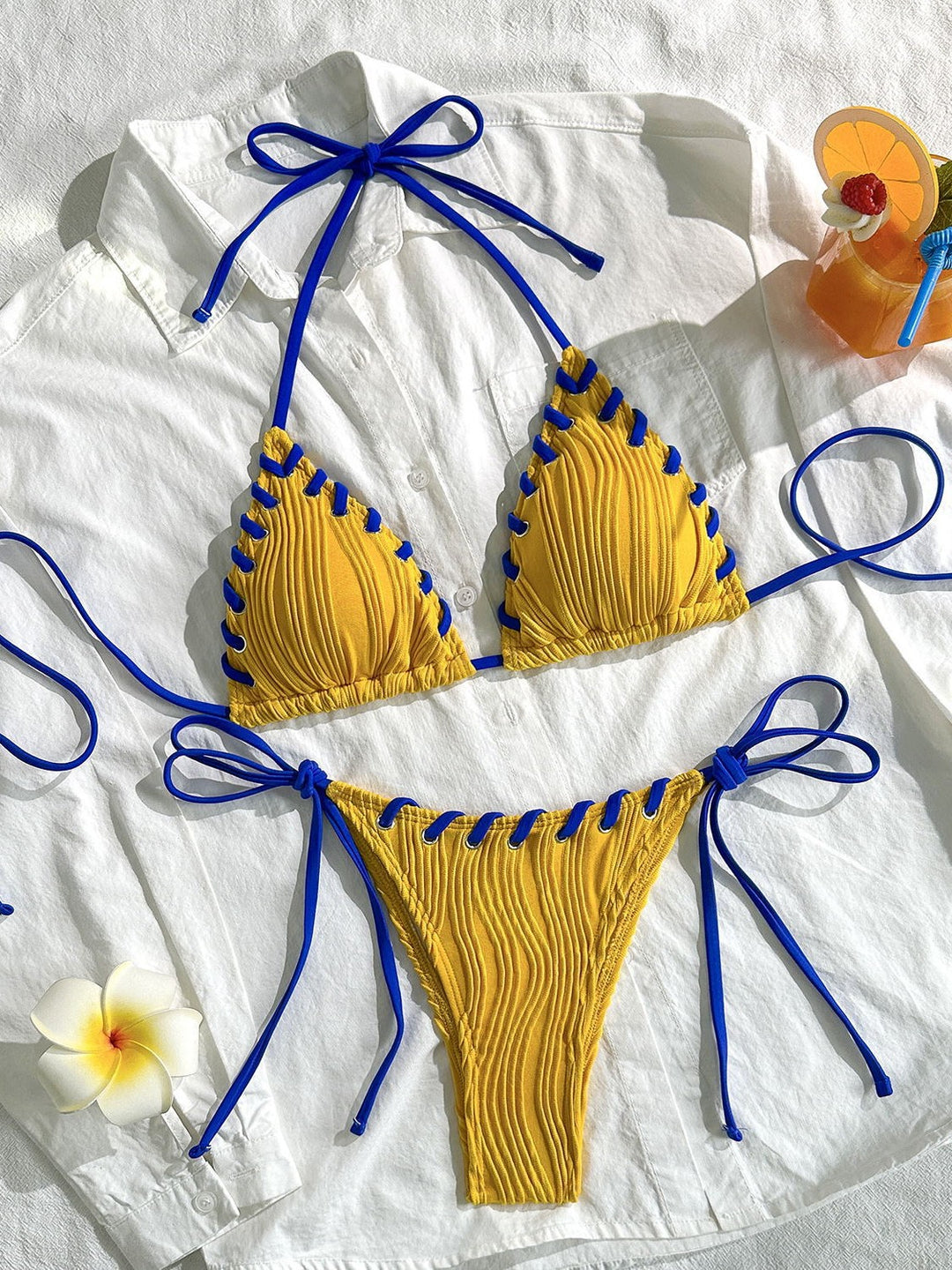 Damen Bikini-Set mit elegantem Rüschendesign und verstellbaren Trägern EB