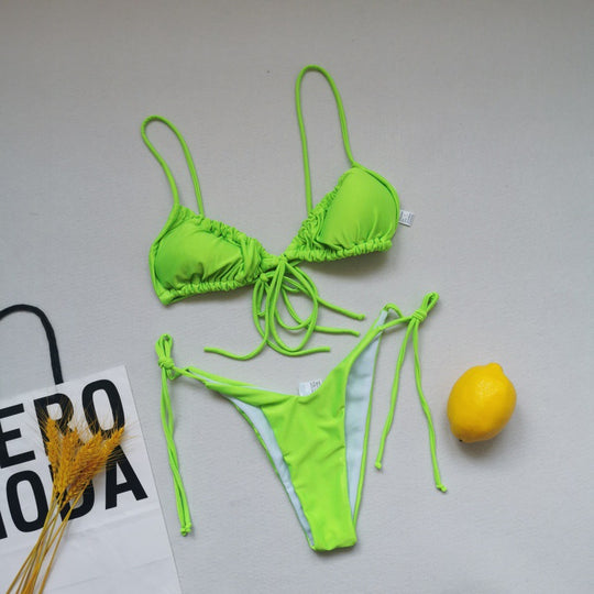 Damen Triangel-Bikini mit verstellbaren Schnürungen und kontrastierenden Akzenten EB