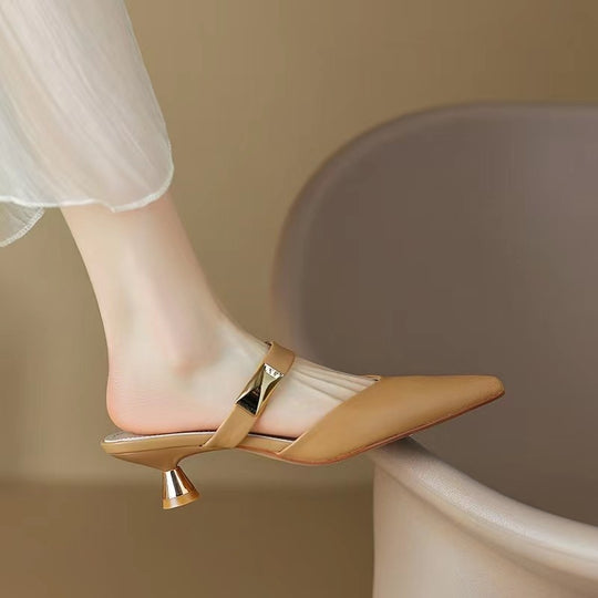 Damen elegante Slingback-Mules mit dekorativem Riemen EB