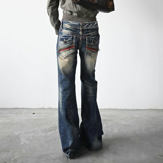 Damen Flared Jeans mit modischem Used-Look EB