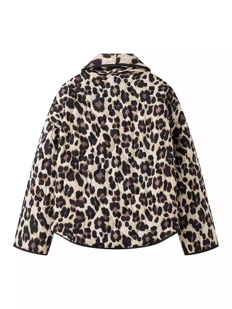 Damen modische Leo-Jacke im lässigen Schnitt mit praktischen Taschen EB