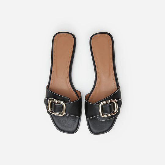 Damen elegante Mules mit modischem Schnallenakzent EB