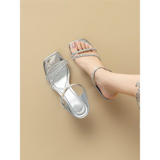 Damen elegante Plateau Sandalen mit rhinestone Akzenten EB