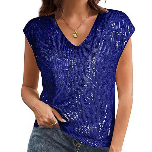 Damen Glamouröses Pailletten-Oberteil EB