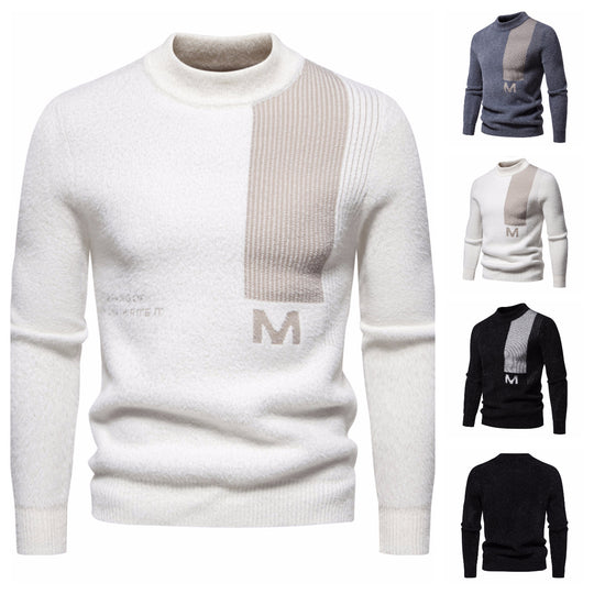 Herren Hochwertiger Strickpullover mit modernem Stehkragen und strukturiertem Design EB