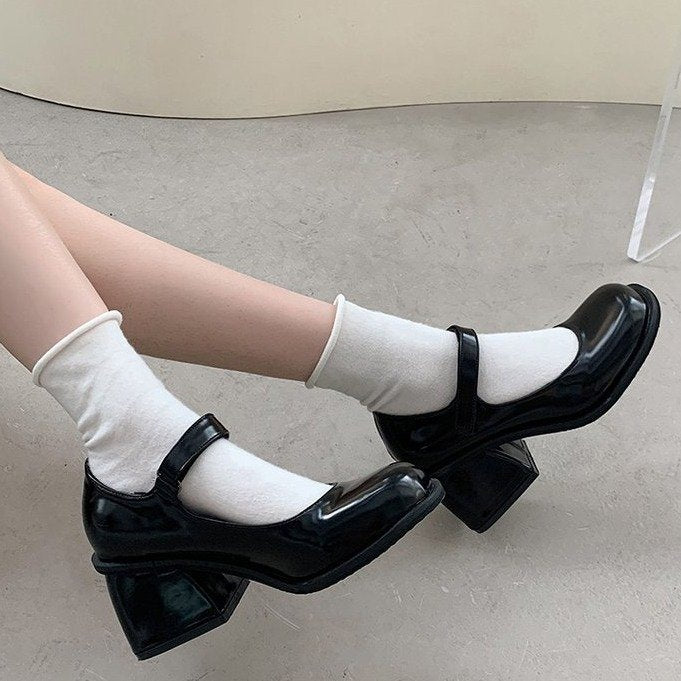 Damen elegante Mary Jane Pumps mit modernem Blockabsatz EB