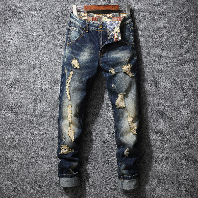 Herren Zerrissene Denim-Jeans mit lässigem Schnitt EB